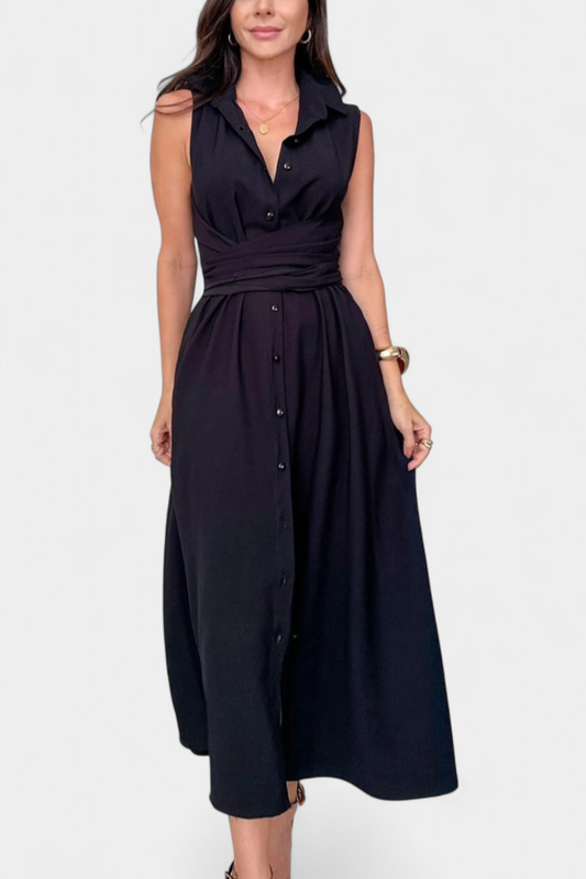 Meryl Button-Down Shirt Dress with Adjustable Belt