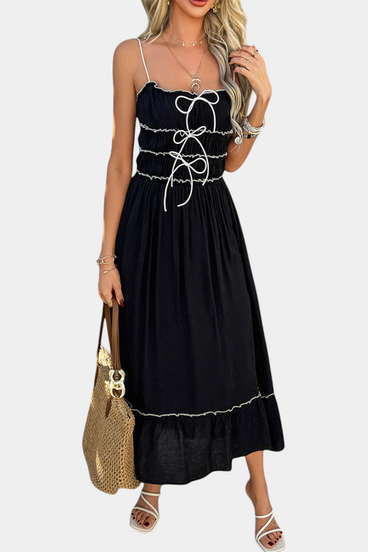 A-Line Dress with Straps and Curled Hem Light