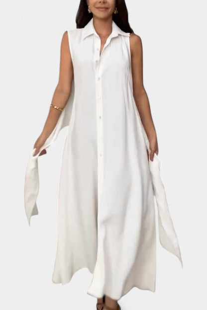 Meryl Button-Down Shirt Dress with Adjustable Belt