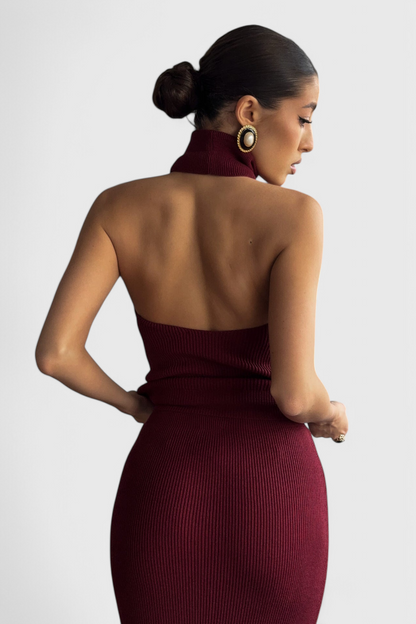 Rhea Backless Ribbed Midi Dress