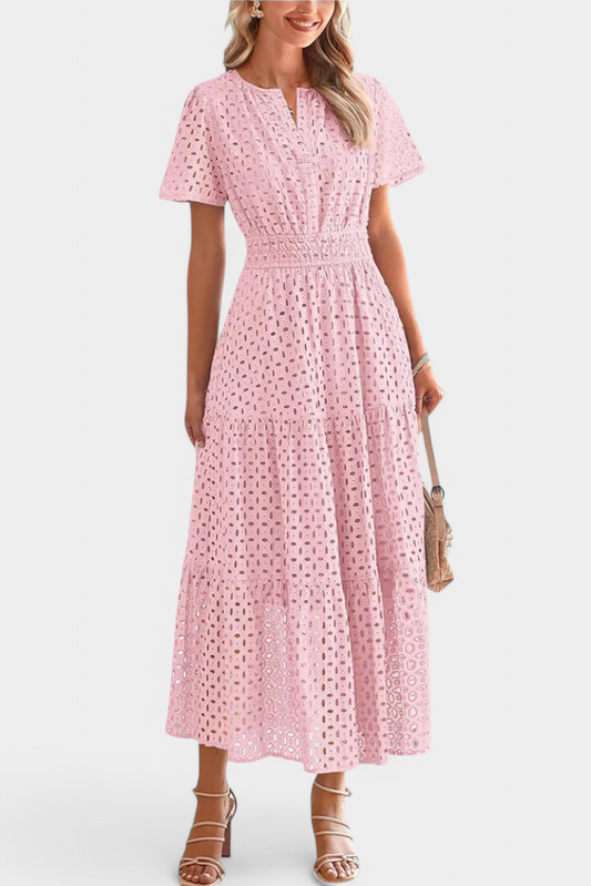 Imani Long Embroidered Lace Dress