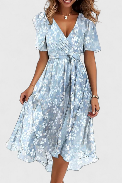 Carene Midi Dress with V-Neckline