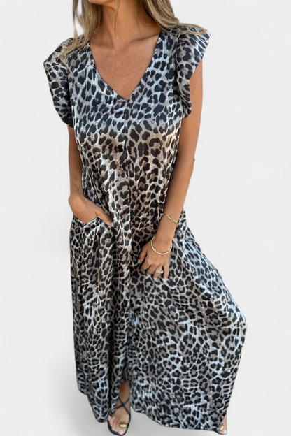 Isela V-Neck Leopard Print Jumpsuit