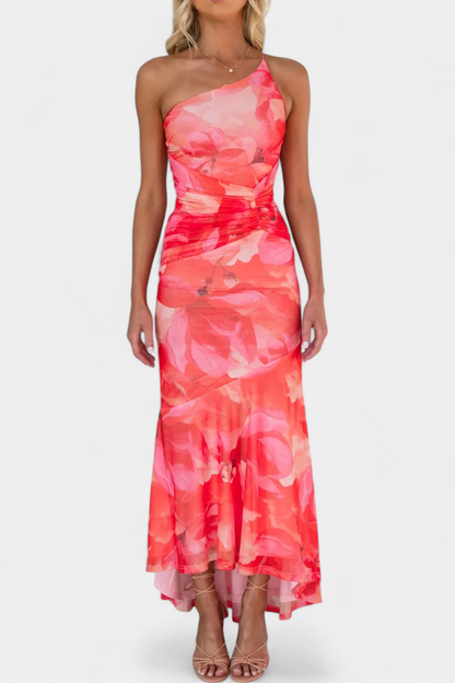 Abigail Floral Asymmetrical Sleeve Dress