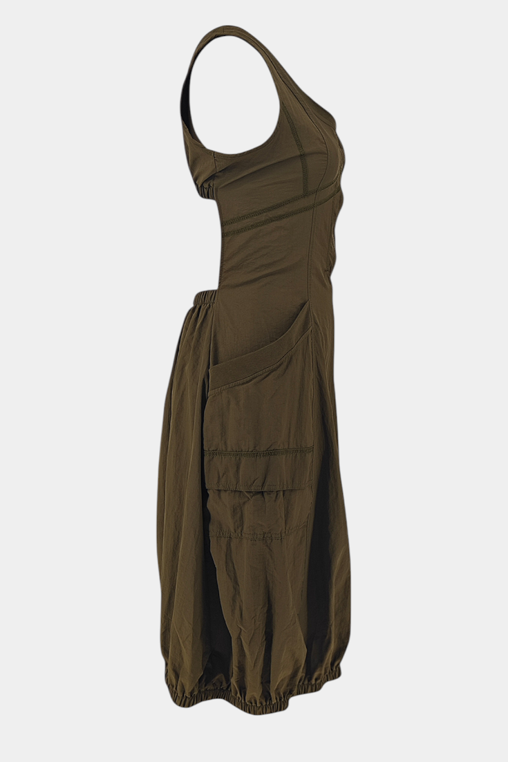 Katana Midi Dress with Bubble Hem and Corset Fit