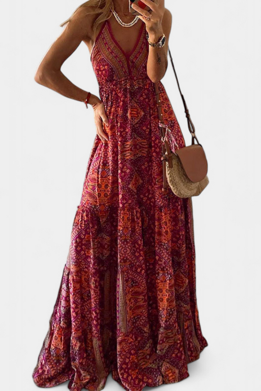 Saira Vintage Floral Print High Waist Dress