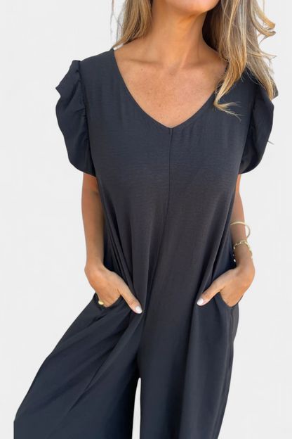 Isela V-Neck Leopard Print Jumpsuit