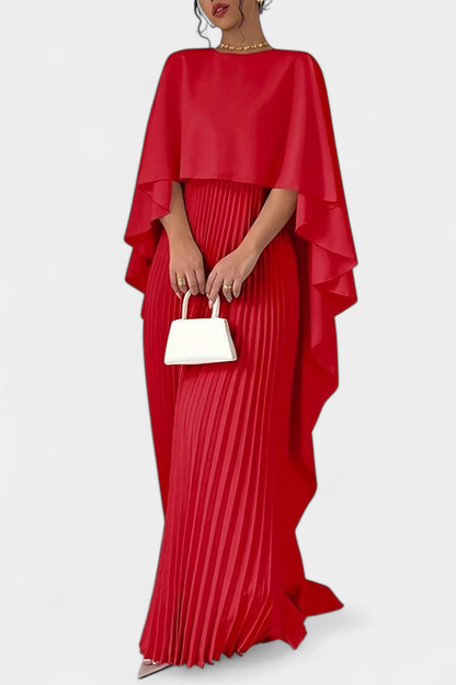 Belen High Neck Maxi Dress with Pleats and Flared Sleeves