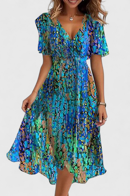 Carene Midi Dress with V-Neckline