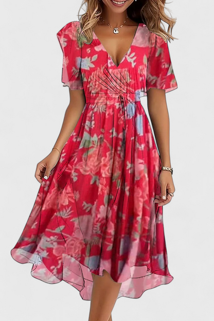 Carene Midi Dress with V-Neckline
