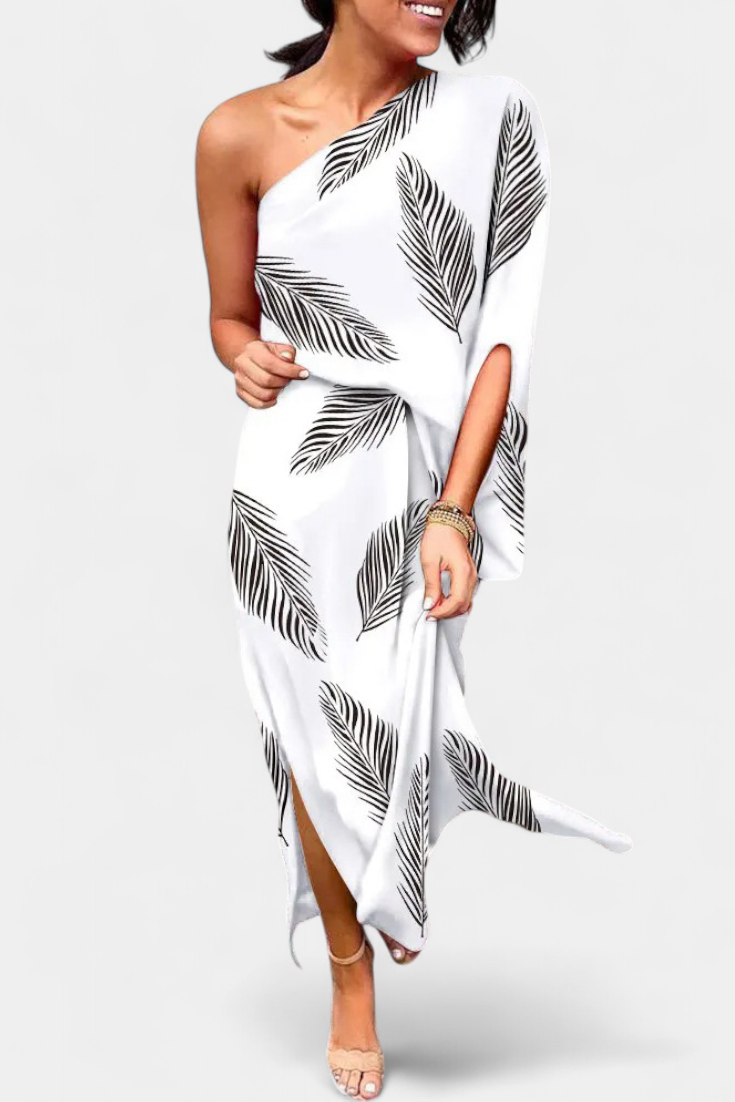 Carlena Asymmetrical Dress with Romantic Print