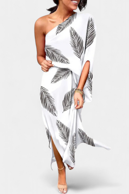 Carlena Asymmetrical Dress with Romantic Print