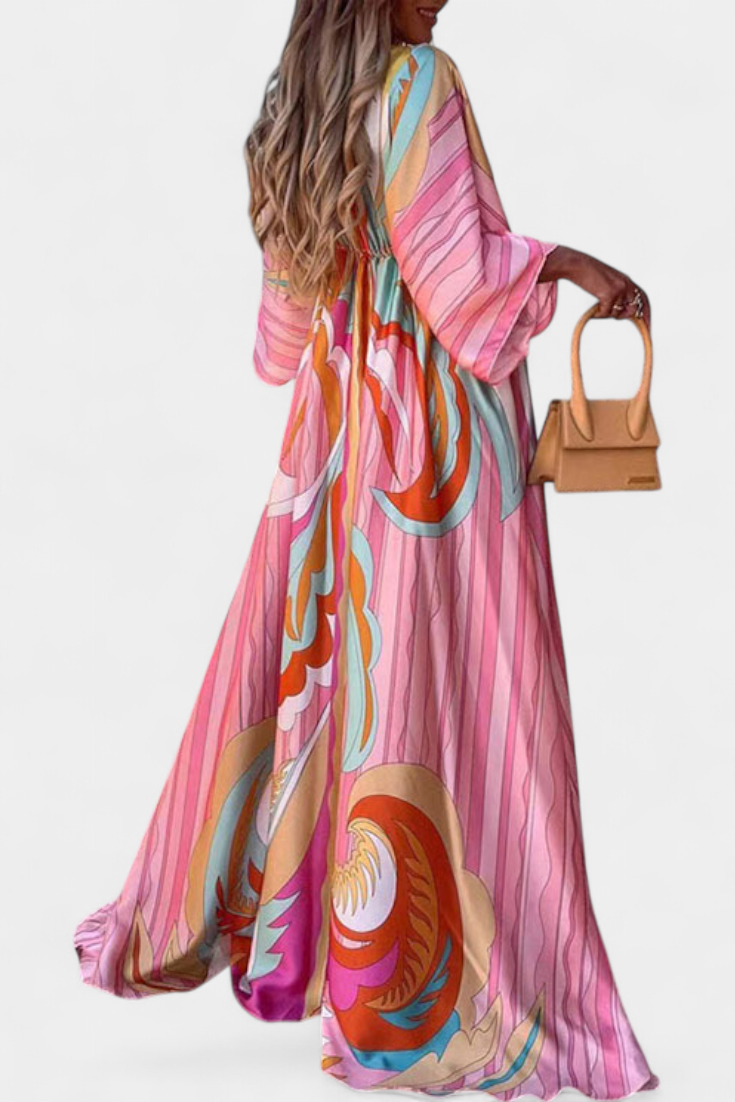 Joelle Soft Rainbow Batwing Sleeve Dress
