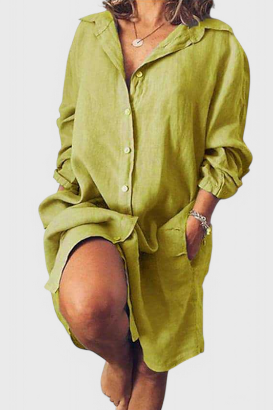 Marlene Longline Linen Shirt Dress