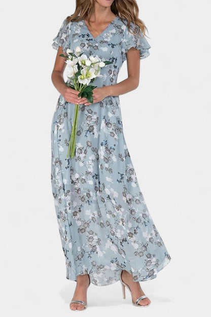 Amara Floral Maxi Dress with V-Neckline