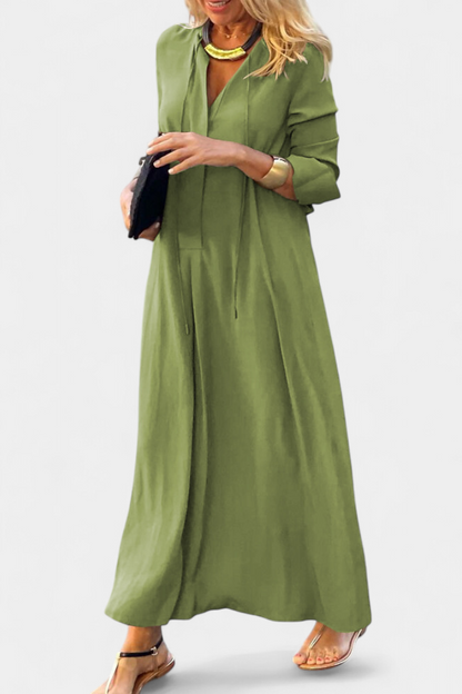 Veronica Long Sleeve Maxi Dress with V-Neckline
