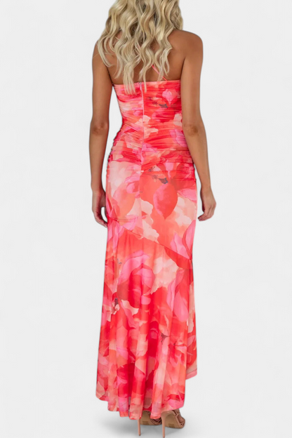 Abigail Floral Asymmetrical Sleeve Dress