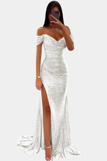 Ariel Off-Shoulder Mermaid Dress with Sequins