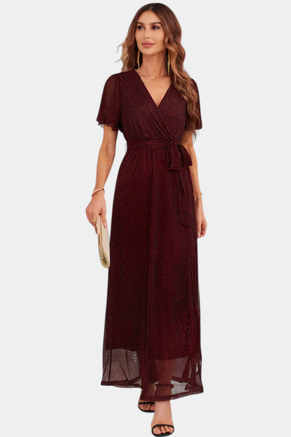 Esperanza Wrap Maxi Dress with Ruffle Sleeves