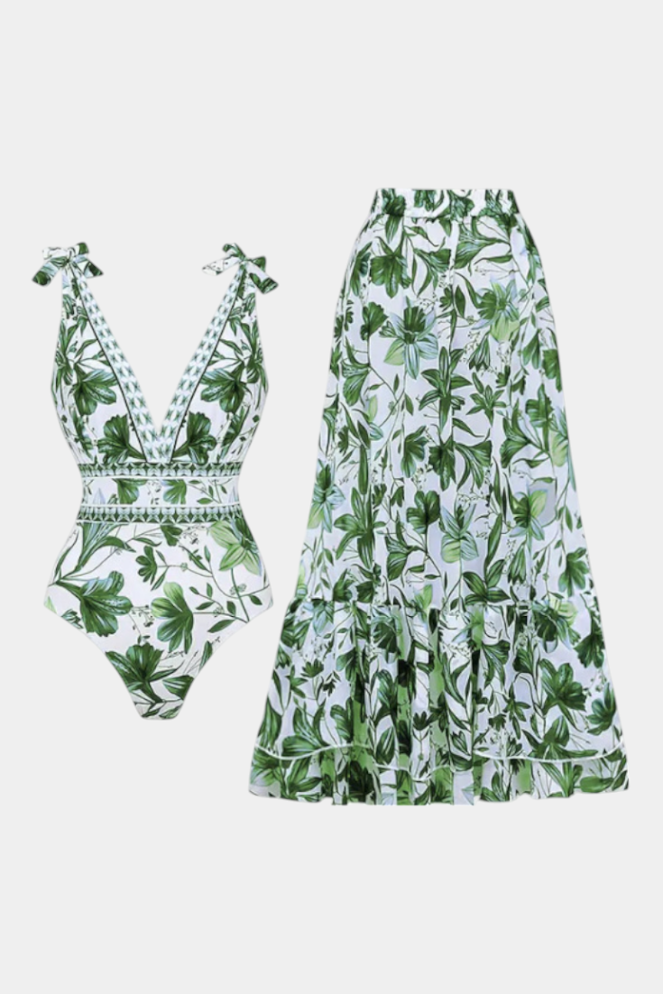 Ahria Floral One-Piece Swimsuit Set