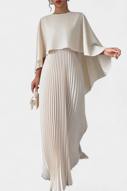 Belen High Neck Maxi Dress with Pleats and Flared Sleeves