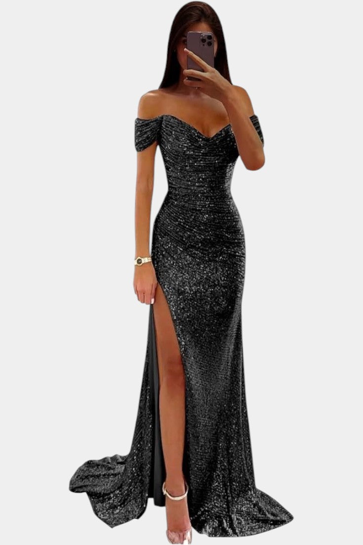Ariel Off-Shoulder Mermaid Dress with Sequins