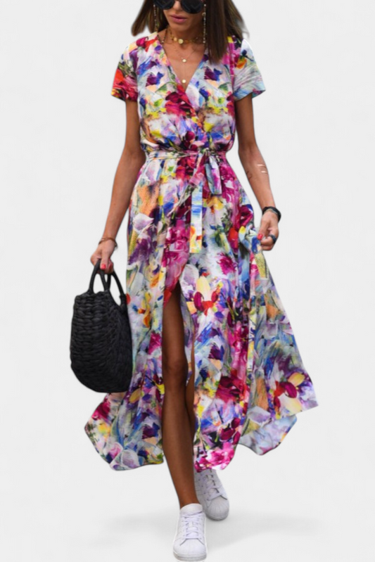 Lilith Wrap Summer Dress with Sophisticated Print