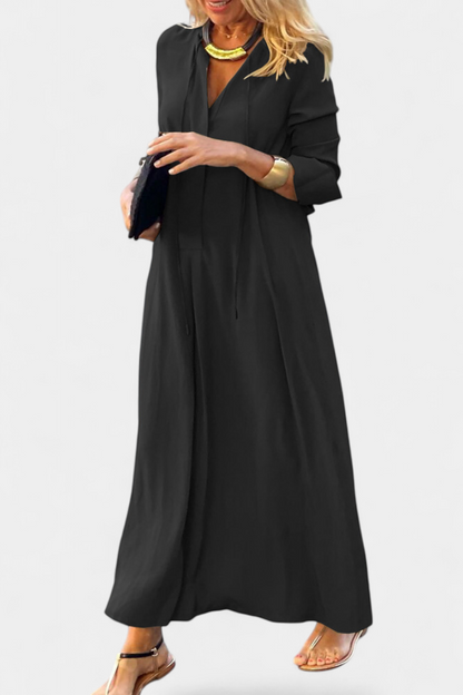 Veronica Long Sleeve Maxi Dress with V-Neckline