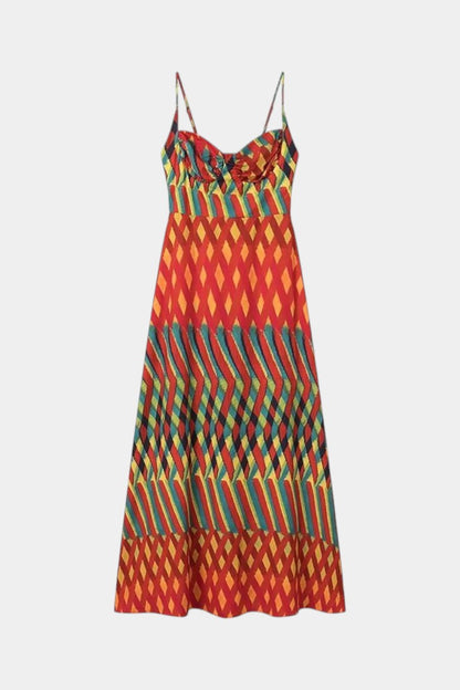 Oceana Halter Maxi Dress with Abstract Design