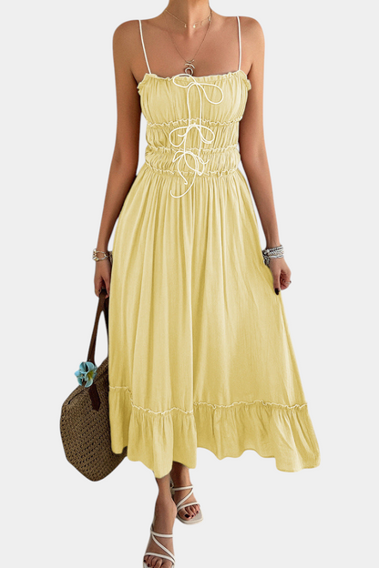 A-Line Dress with Straps and Curled Hem Light