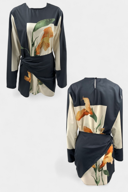 Joaquina Floral Dress with Twist Detail and Open Back