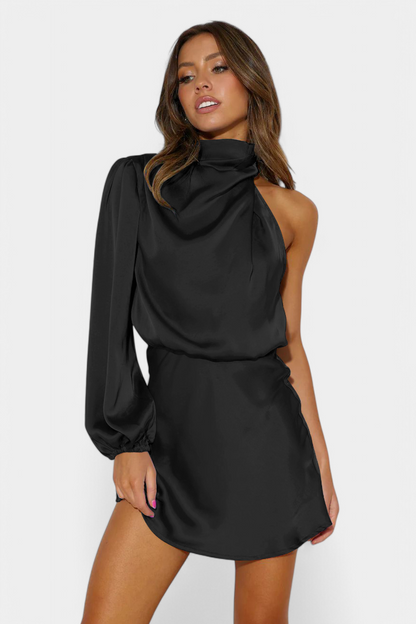 Mara Draped One-Shoulder Mini Dress