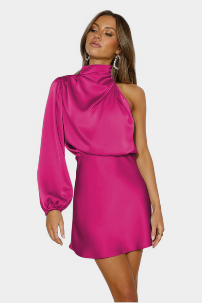 Mara Draped One-Shoulder Mini Dress