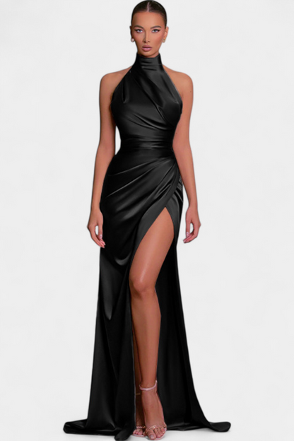 Symone Twist Halter Dress with Stunning Side Slit