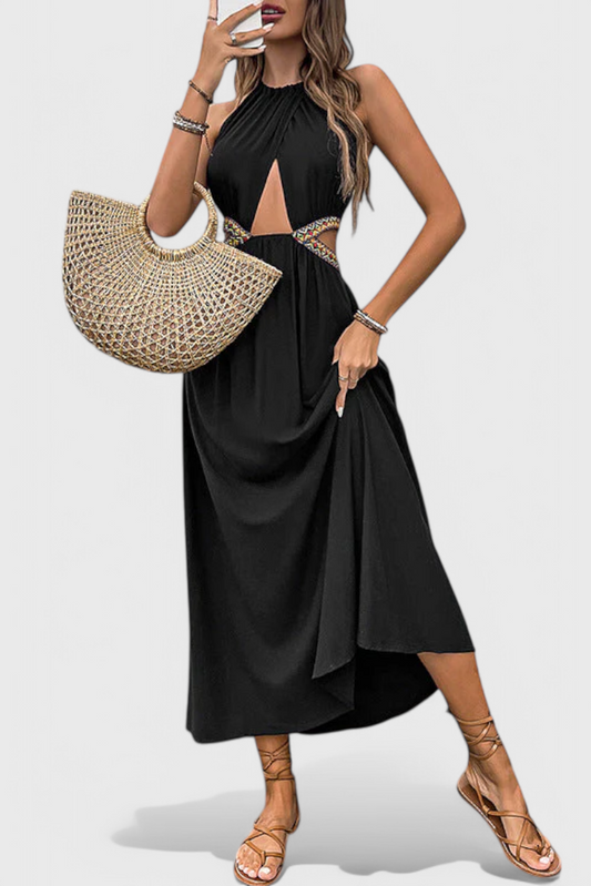 Sorina Midi Halter Dress with Cutouts