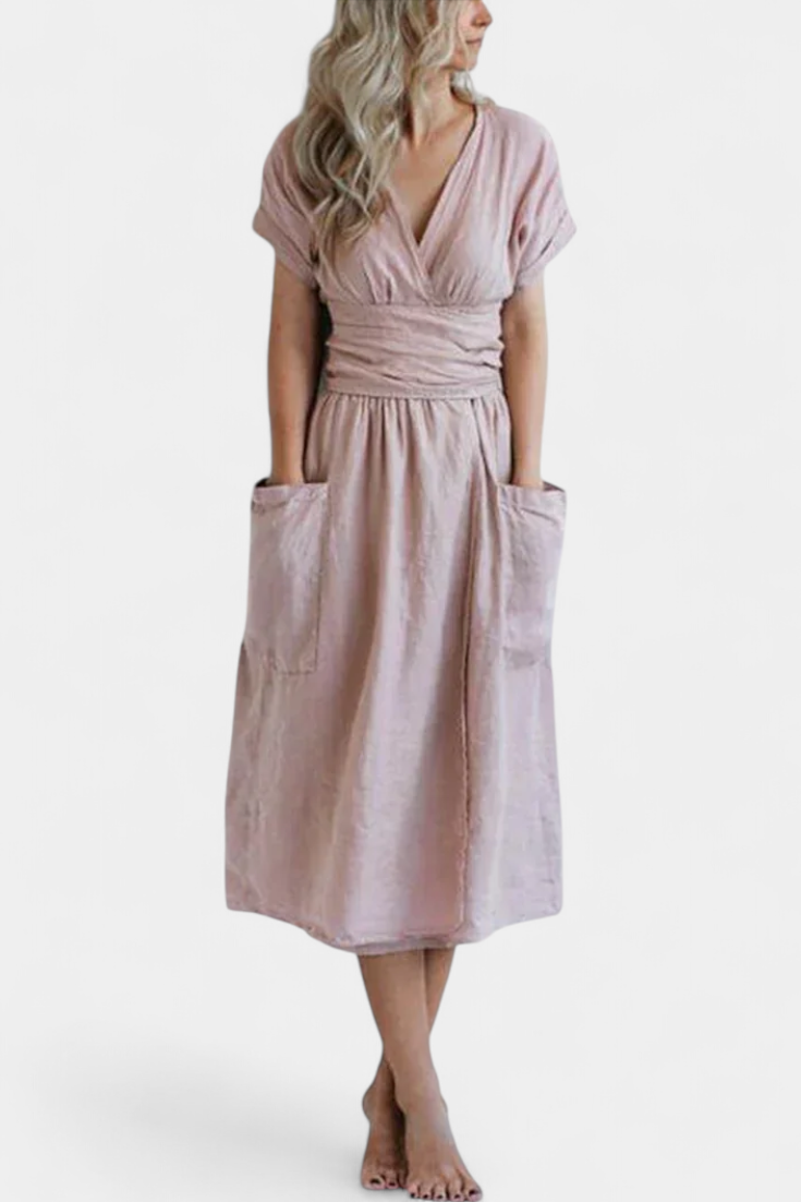 Cressida V-Neck Dress with Adjustable Waist