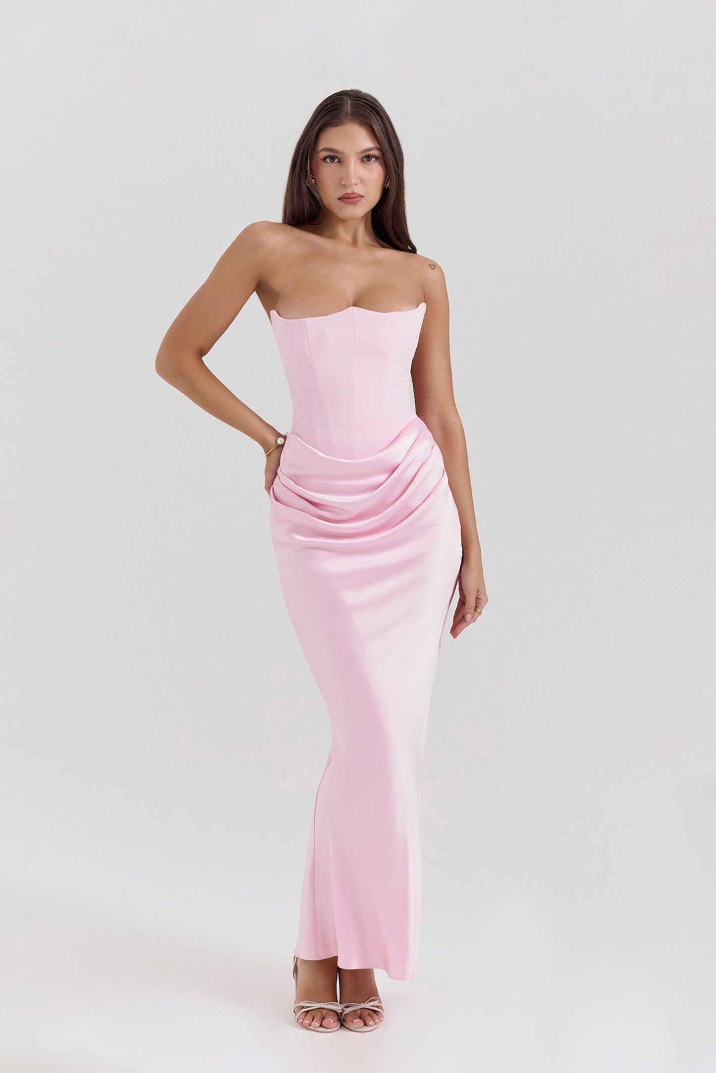 Emily Strapless Draped Maxi Dress