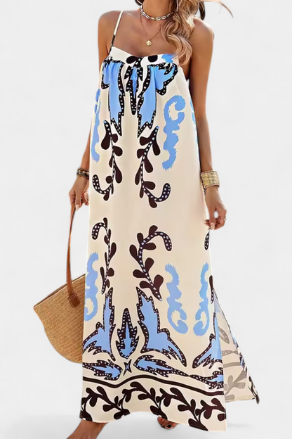 Vilma Tropical Dress with Open Back