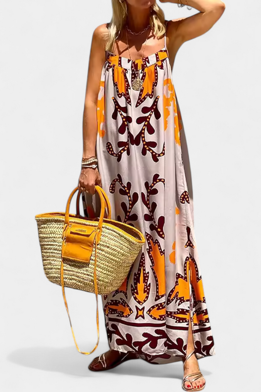 Vilma Tropical Dress with Open Back