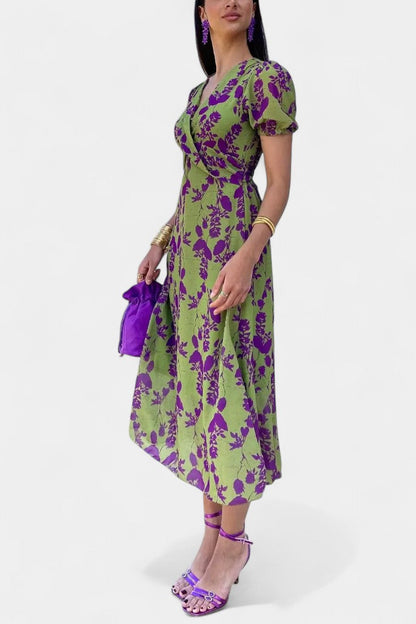 Elara Elegant Floral Dress with Tie Waist
