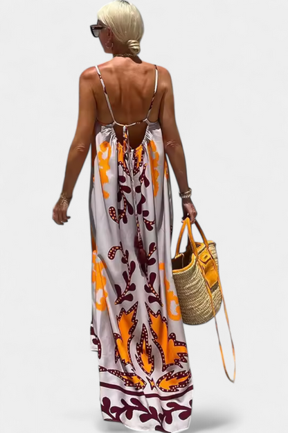 Vilma Tropical Dress with Open Back