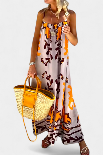 Vilma Tropical Dress with Open Back