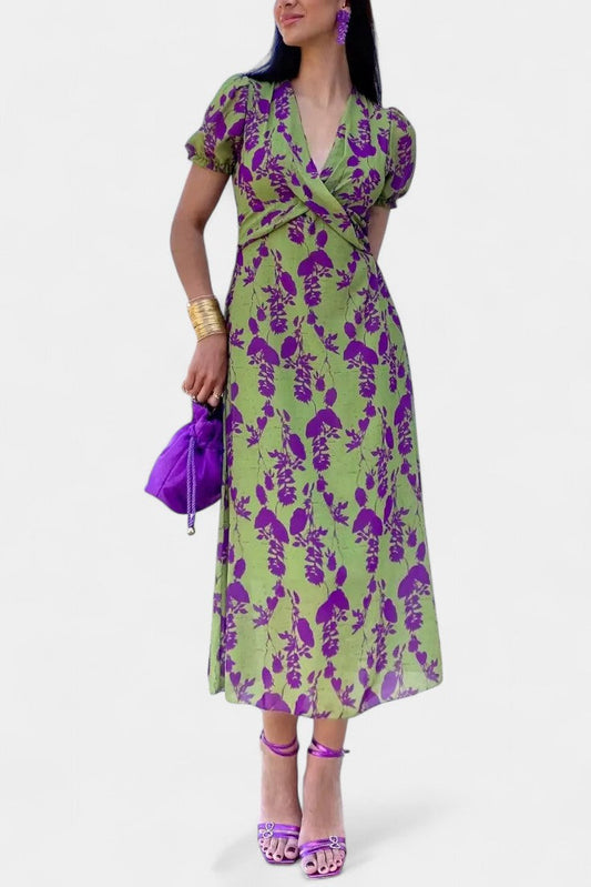 Elara Elegant Floral Dress with Tie Waist