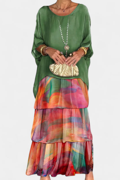 Caroline Batwing Maxi Dress with Print