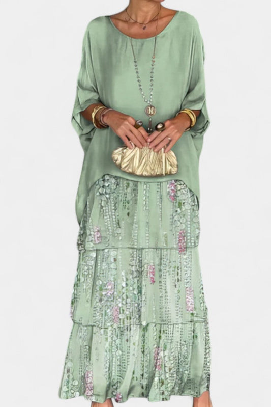 Caroline Batwing Maxi Dress with Print