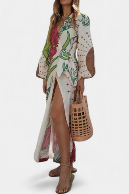 Fana Floral Wrap Dress with Bow Waist