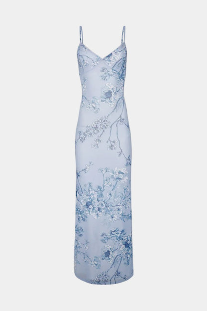 Iris Blue Dress with Floral Lace