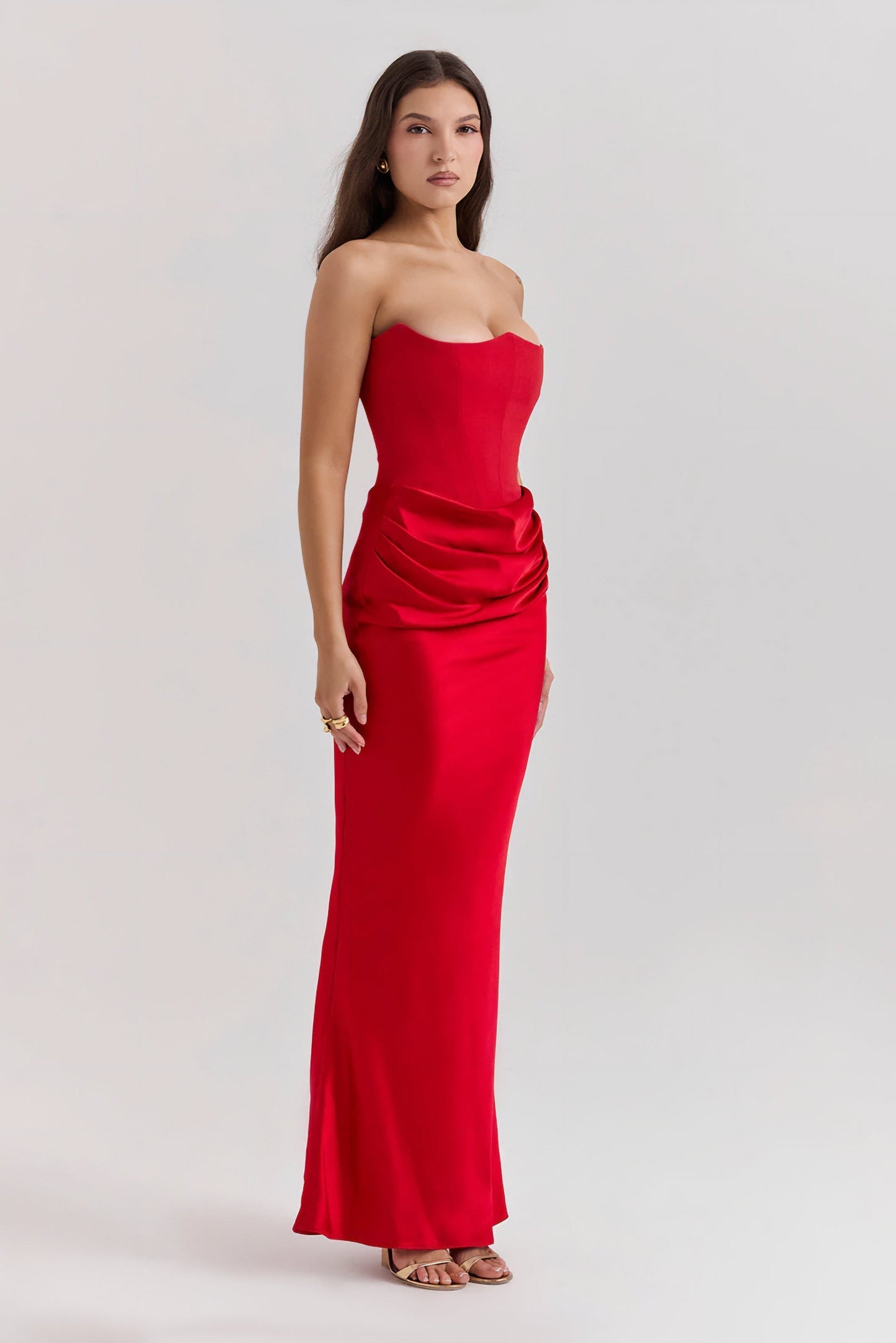 Emily Strapless Draped Maxi Dress