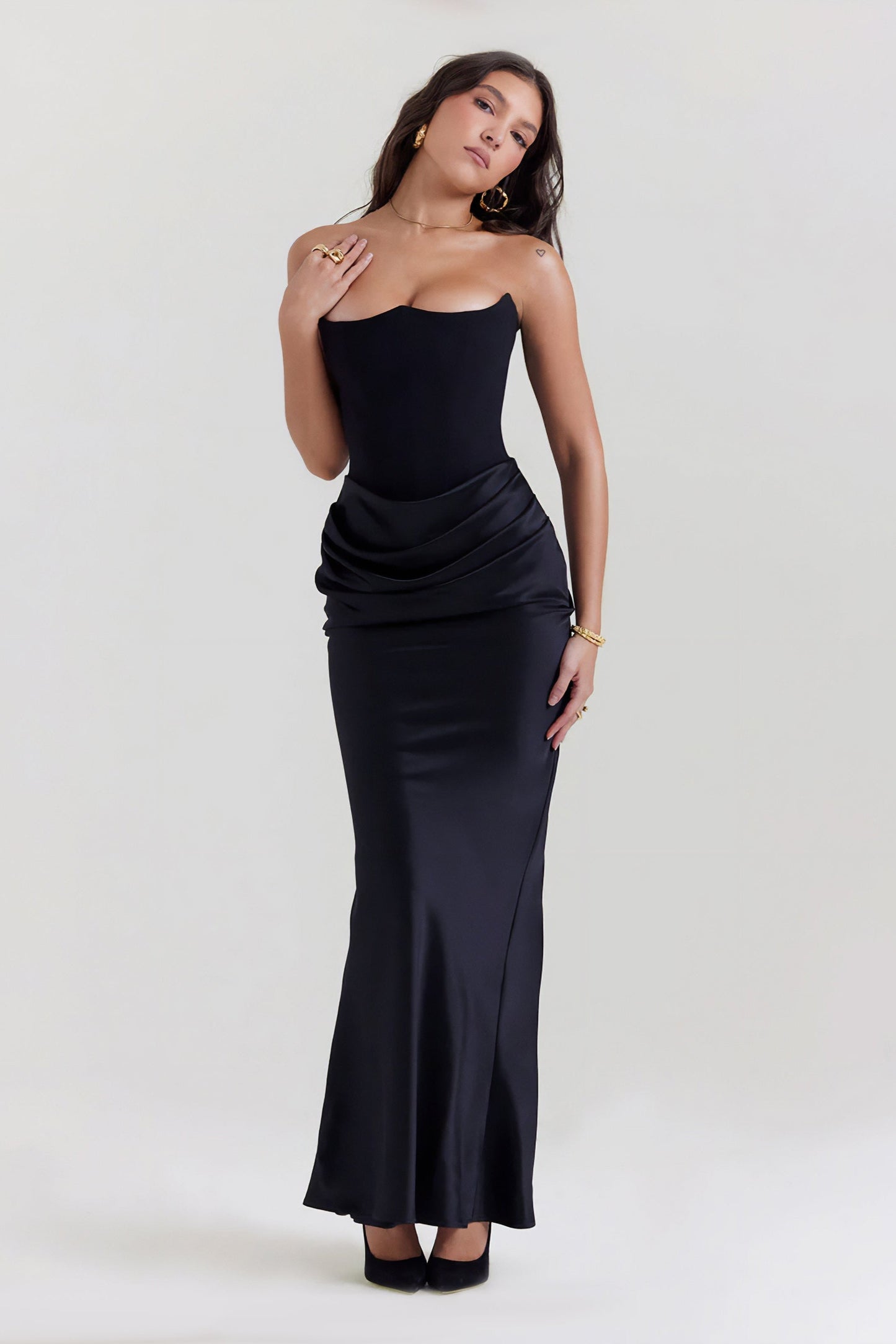 Emily Strapless Draped Maxi Dress