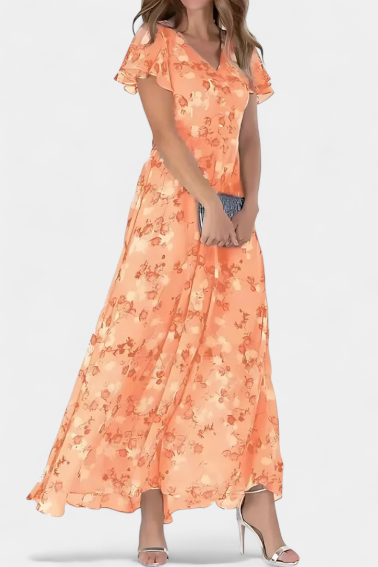 Amara Floral Maxi Dress with V-Neckline